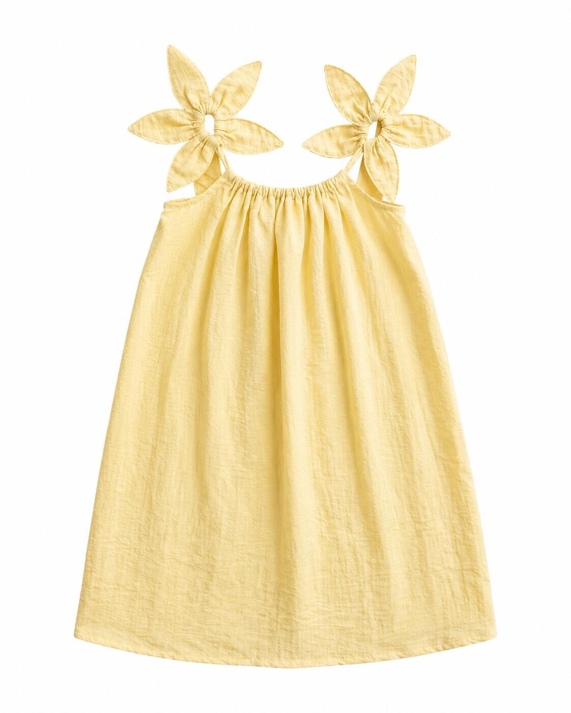 (In Production)Girls Summer Yellow Cotton Slip Dress