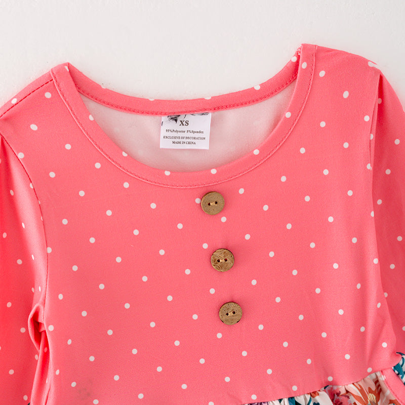 (In Stock G26-04-02)Girls Pink Floral Print Dress