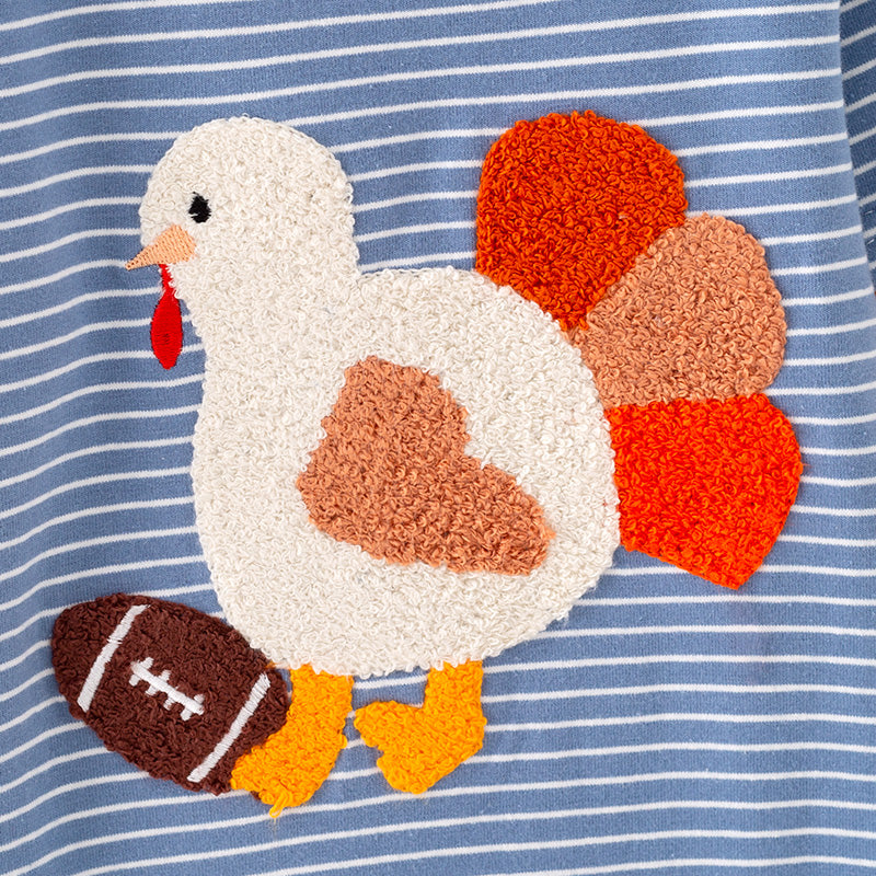 (In Stock)Toddler Boys Thanksgiving Turkey Chenille Patches Cotton Romper