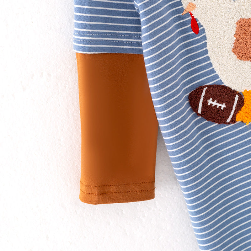 (In Stock)Toddler Boys Thanksgiving Turkey Chenille Patches Cotton Romper