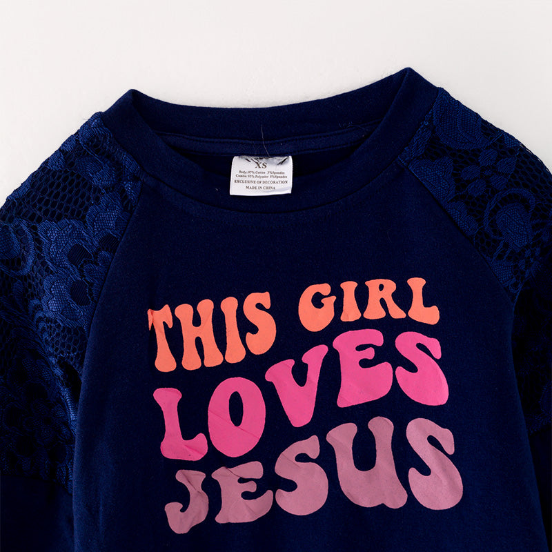 (In Stock G26-05-02)Girls Jesus Print T-shirt