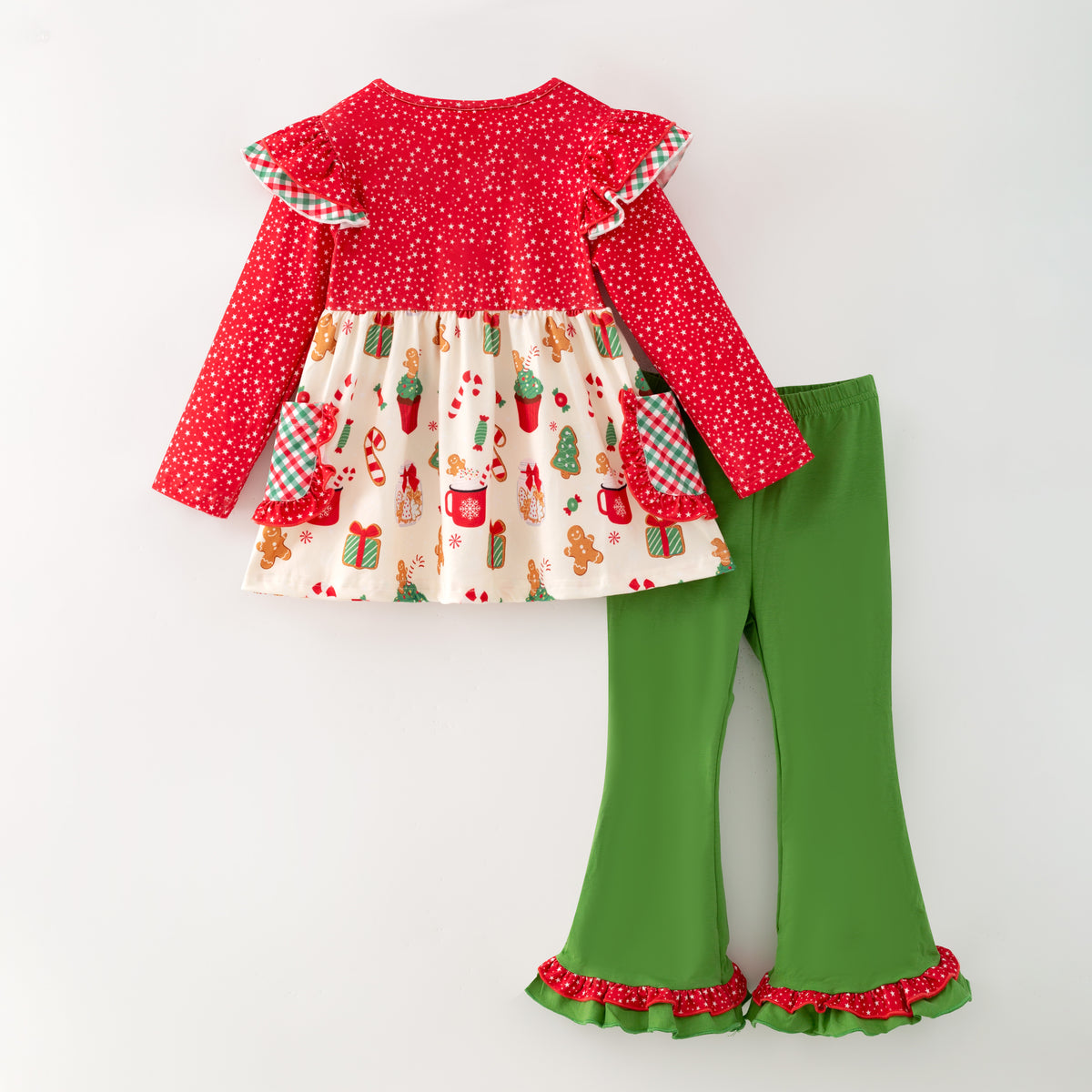 (In Stock)Girls Christmas Print Outfit Set