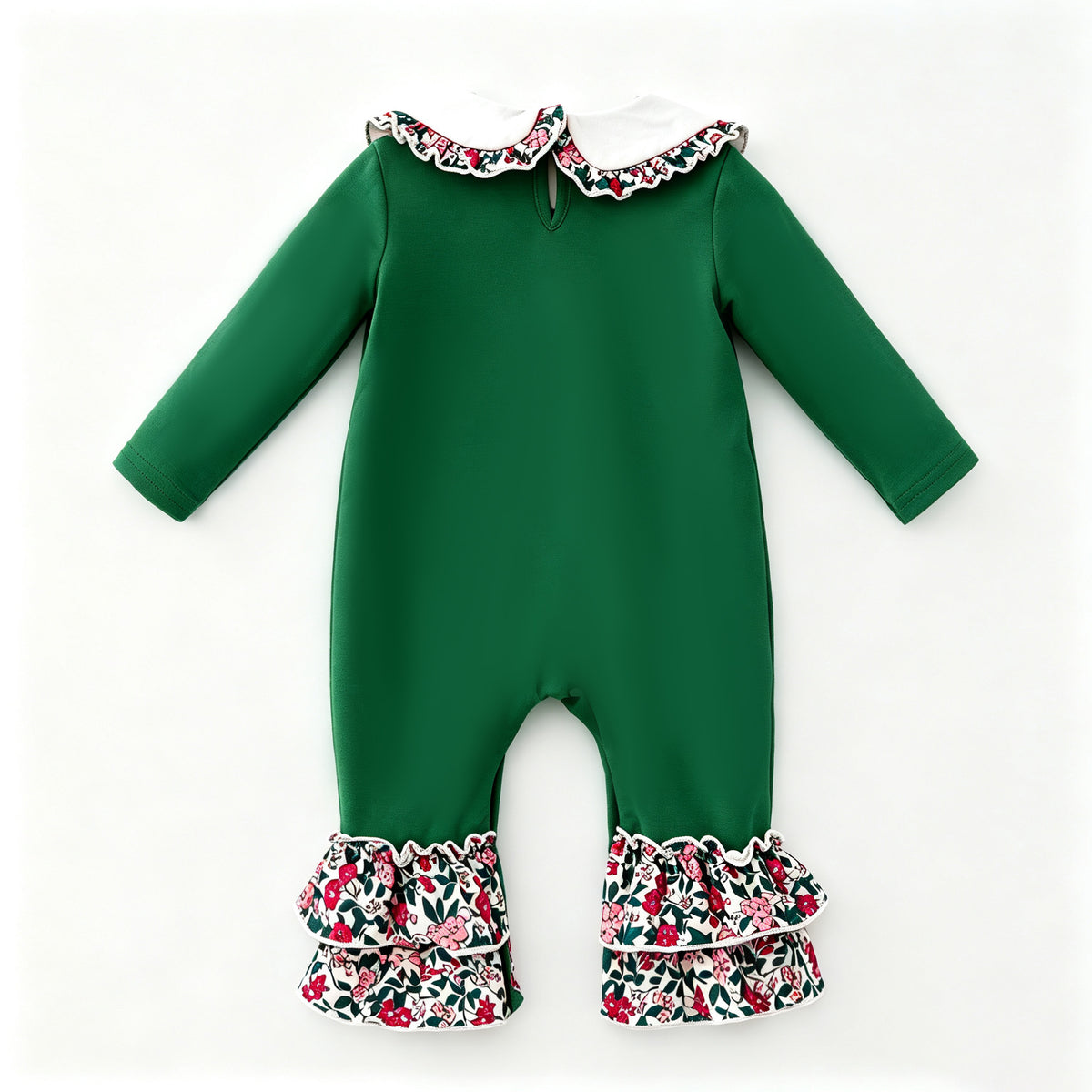 (In Stock)Toddler Girls Christmas Elk Applique Cotton Romper