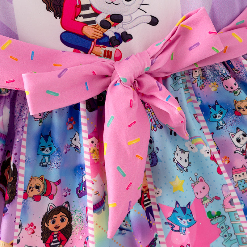 (Pre Order)Girls Spring and Summer Cartoon Character Print Slip Dress