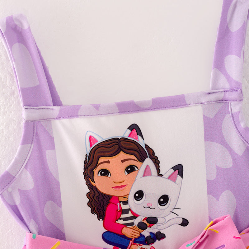 (In Stock)Girls Spring and Summer Cartoon Character Print Slip Dress