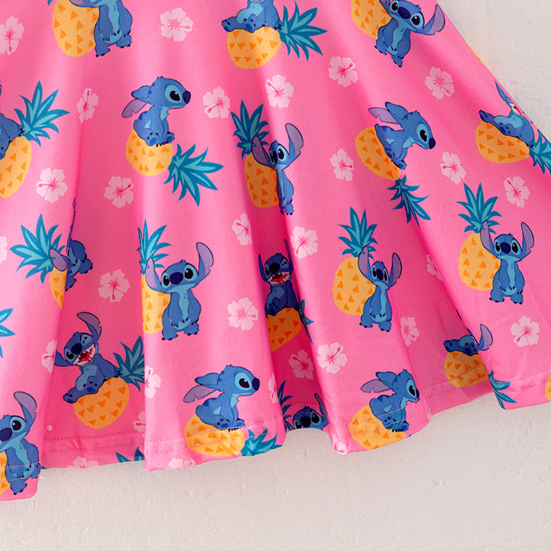 (In Stock)Girls Spring and Summer Cartoon Pineapple Print Dress