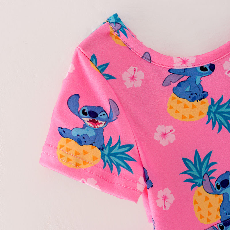(In Stock)Girls Spring and Summer Cartoon Pineapple Print Dress
