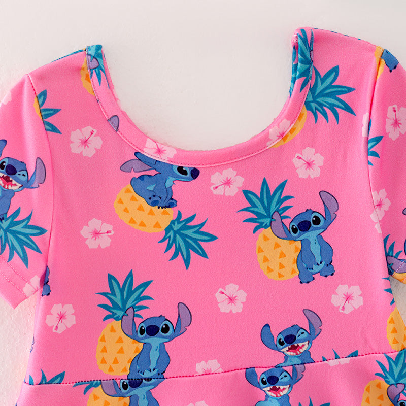(In Stock)Girls Spring and Summer Cartoon Pineapple Print Dress