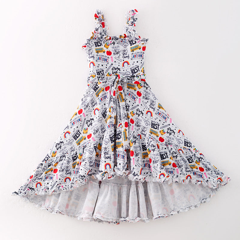 (In Stock)Girls Summer Back To School Print Slip Dress