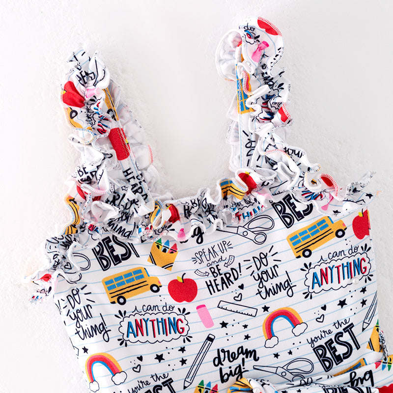 (In Stock)Girls Summer Back To School Print Slip Dress