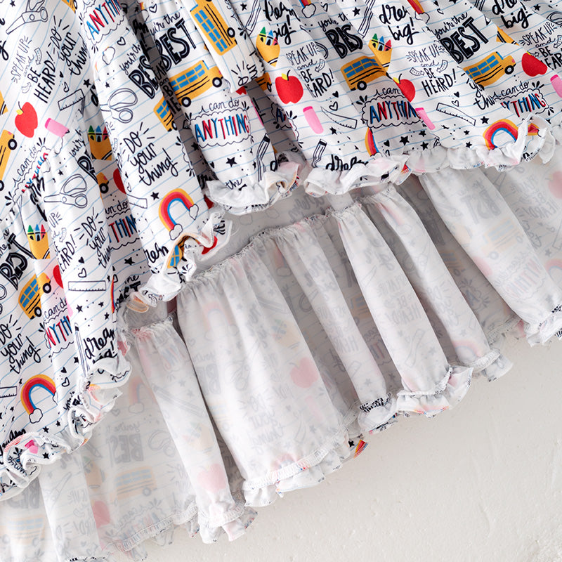 (In Stock)Girls Summer Back To School Print Slip Dress