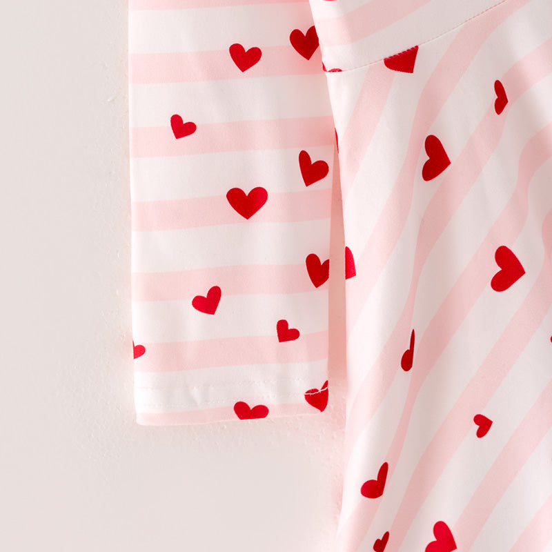 (In Stock)Girls Valentine's Day Love Print Pink Stripe Dress
