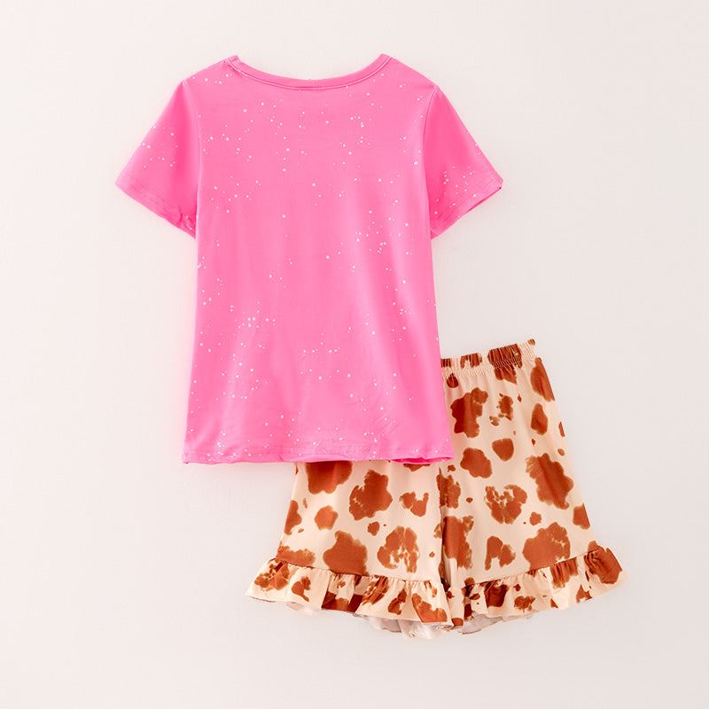 (In Stock)Girls Spring and Summer Cowgirls Print Outfit Set