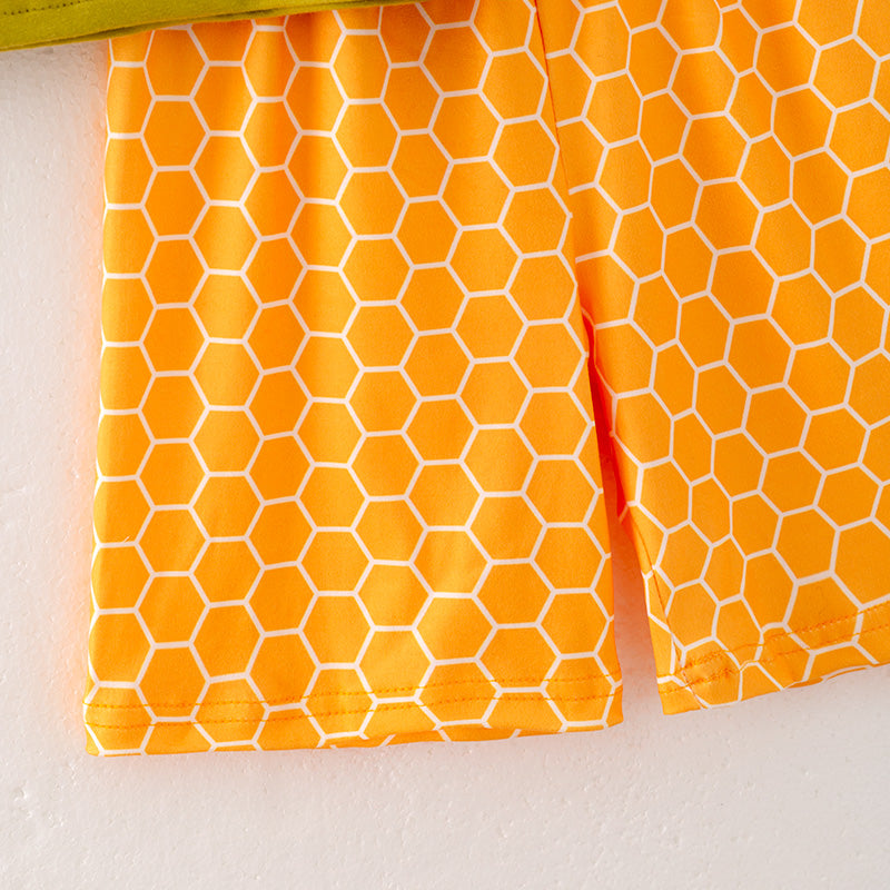 (In Stock)Boys Spring Bee Embroidery Smocked Shorts Set
