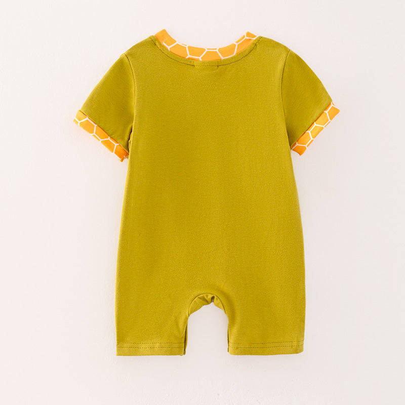 (In Stock)Baby Boys Spring Bee Embroidery Smocked Romper