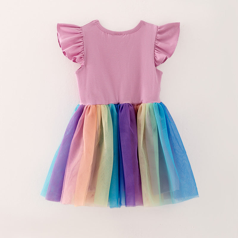 (In Stock)Girls Spring and Summer Easter Rainbow Tulle Dress Party Dress