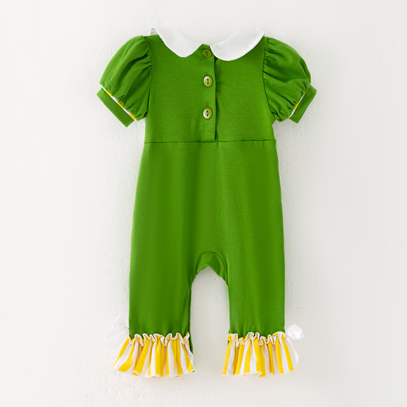 (In Stock)Toddler Girls Fall Leaves Embroidery Smocked Romper