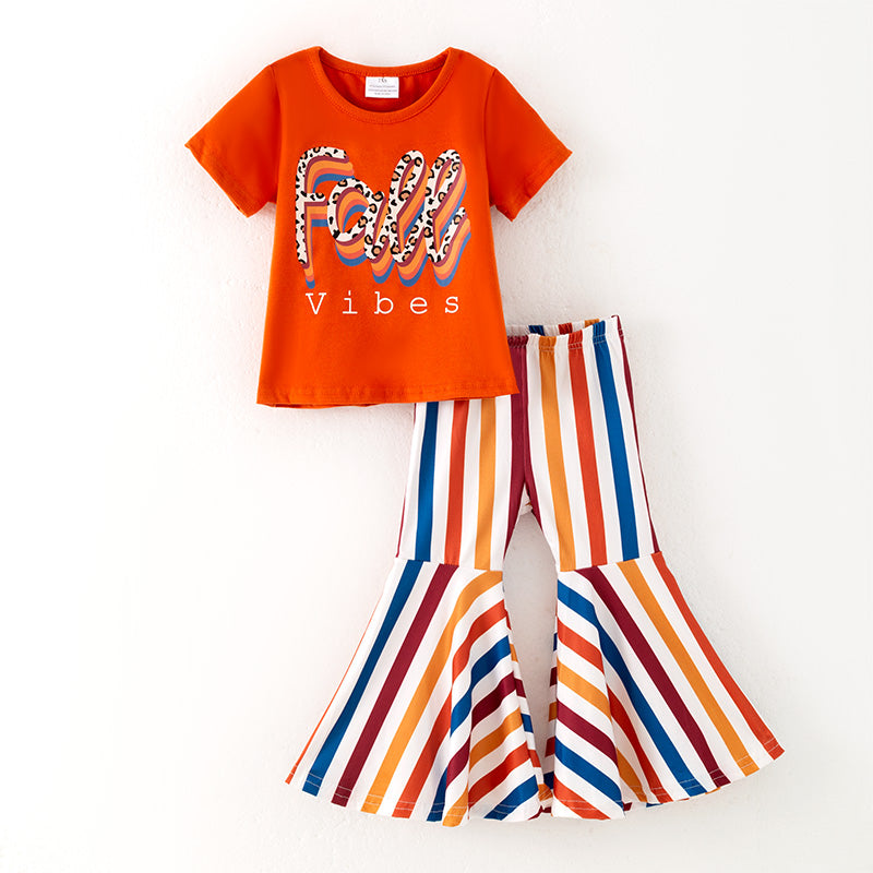 (In Stock)Girls Fall Vibes Print Outfit Set