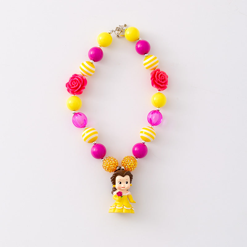 (In Stock G11 G12)Girls Rhinestone Beaded Necklace