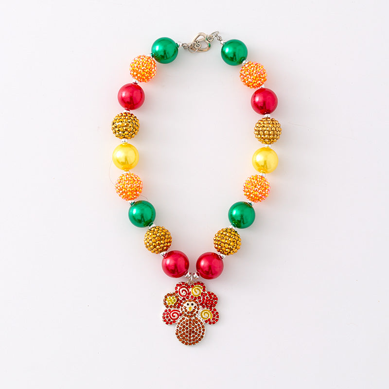 (In Stock G11 G12)Girls Rhinestone Beaded Necklace