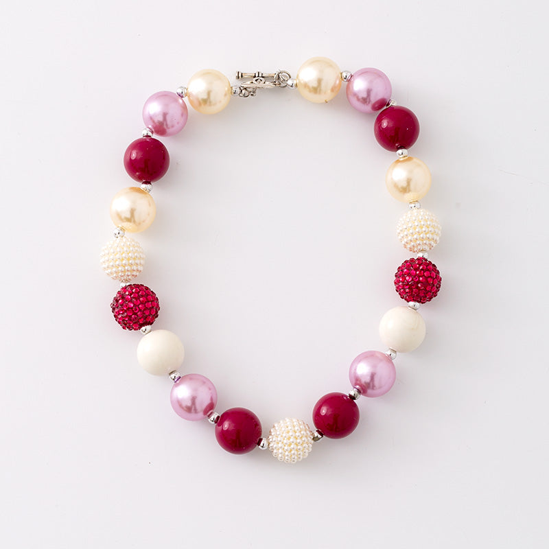 (In Stock G11 G12)Girls Rhinestone Beaded Necklace