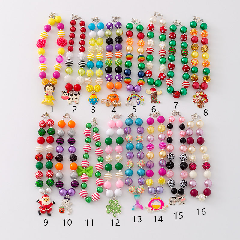 (In Stock G11 G12)Girls Rhinestone Beaded Necklace