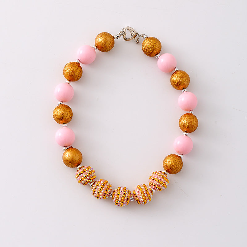(In Stock G11 G12)Girls Rhinestone Beaded Necklace