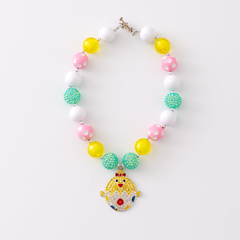 (In Stock G11 G12)Girls Rhinestone Beaded Necklace