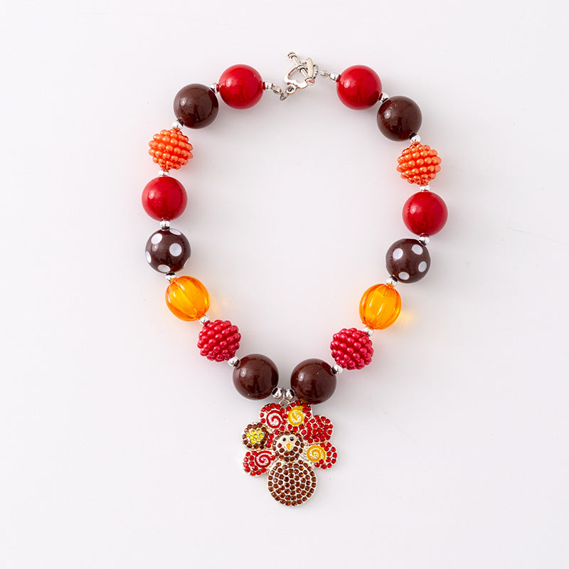 (In Stock G11 G12)Girls Rhinestone Beaded Necklace