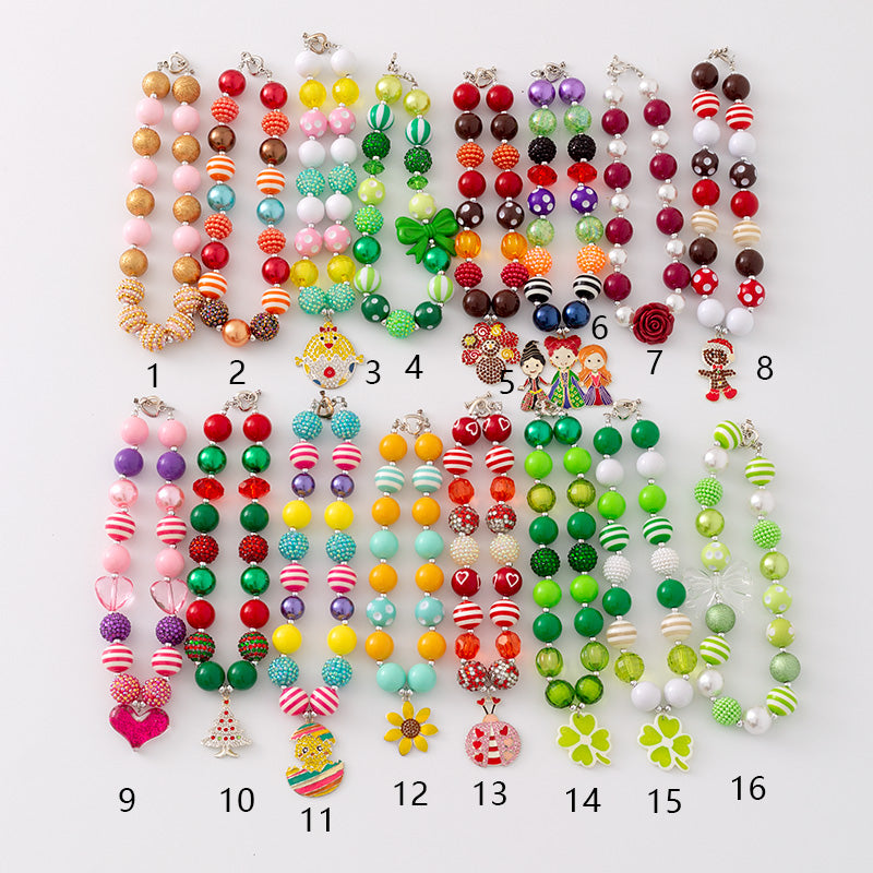 (In Stock G11 G12)Girls Rhinestone Beaded Necklace