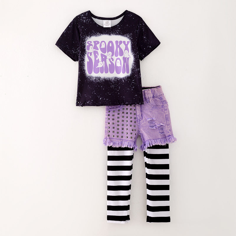 (In Stock G25-04-01)Girls Halloween "SPOOKY SEASON" 3 Pieces Set