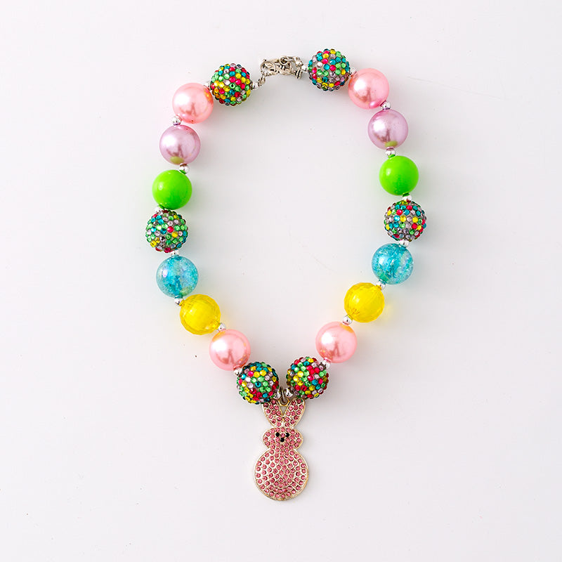 (In Stock G11 G12)Girls Rhinestone Beaded Necklace