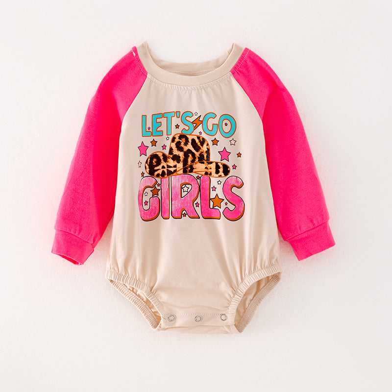 (In Stock G25-04-03)Baby Girls Pink And Beige Romper