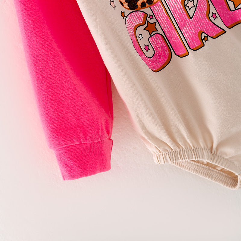 (In Stock G25-04-03)Baby Girls Pink And Beige Romper