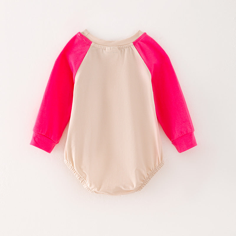 (In Stock G25-04-03)Baby Girls Pink And Beige Romper