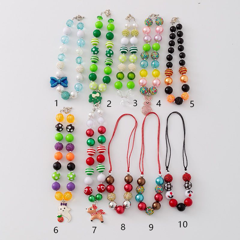 (In Stock G11 G12)Girls Rhinestone Beaded Necklace