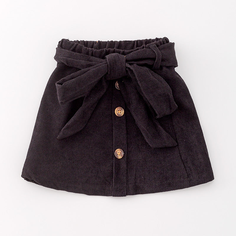 (In Stock G31-04-02)Girls Stylish Black Tie Bow Skirt