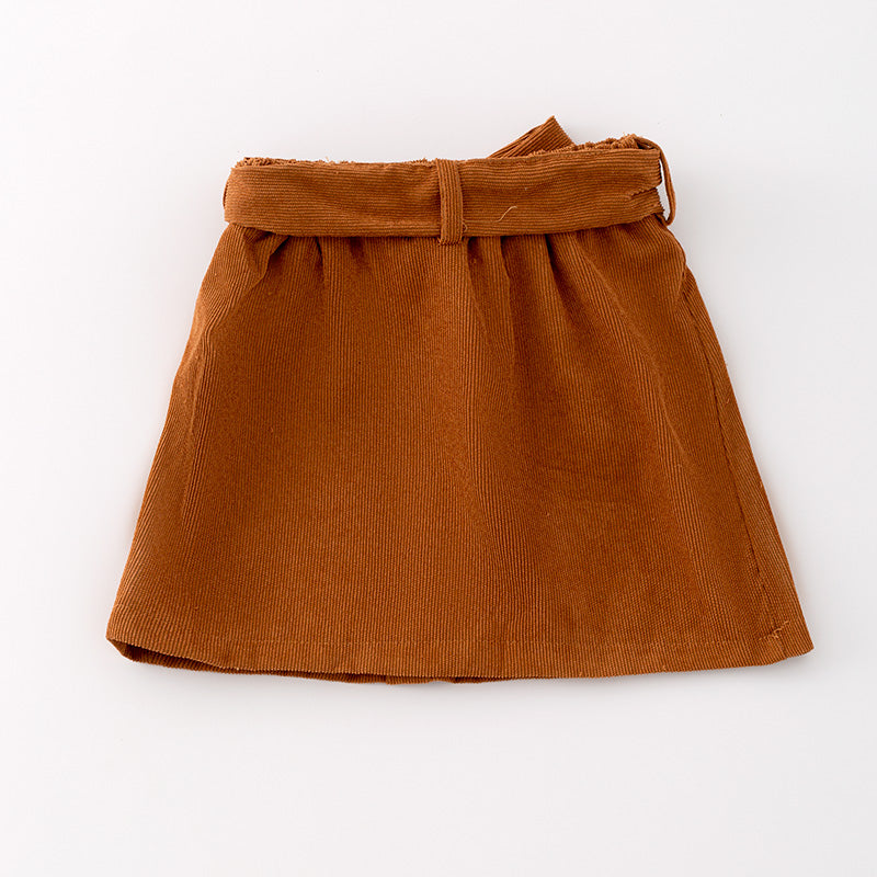 (In Stock G31-03-02)Girls Stylish Khaki Tie Bow Skirt