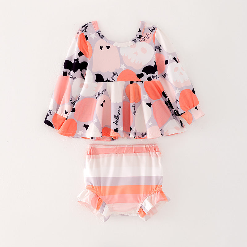 (In Stock L28-01-01)Baby Girls Halloween Print Romper