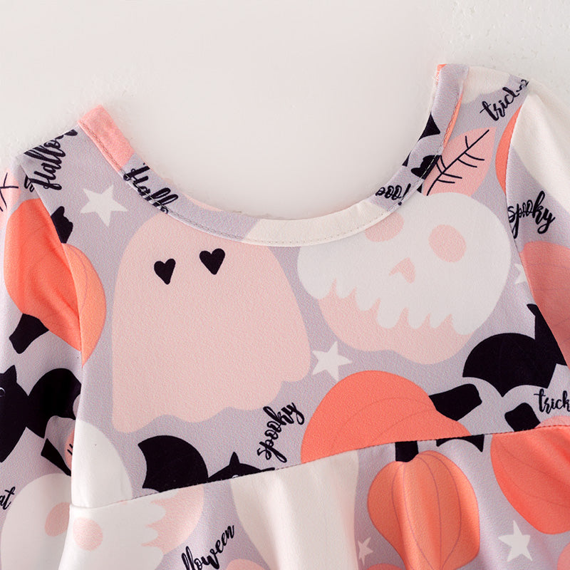 (In Stock L28-01-01)Baby Girls Halloween Print Romper