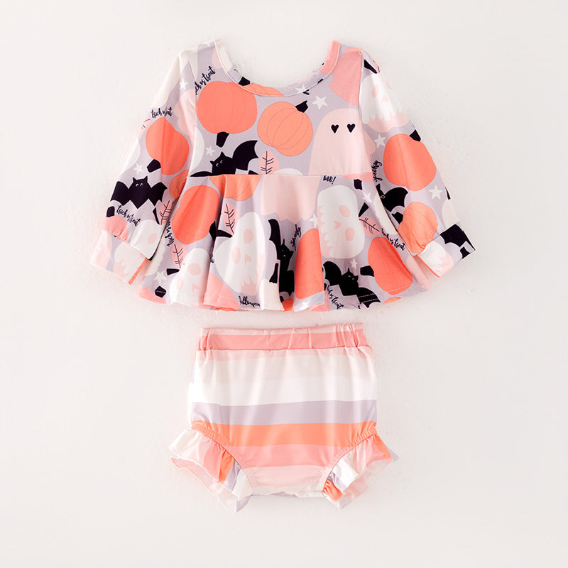 (In Stock L28-01-01)Baby Girls Halloween Print Romper