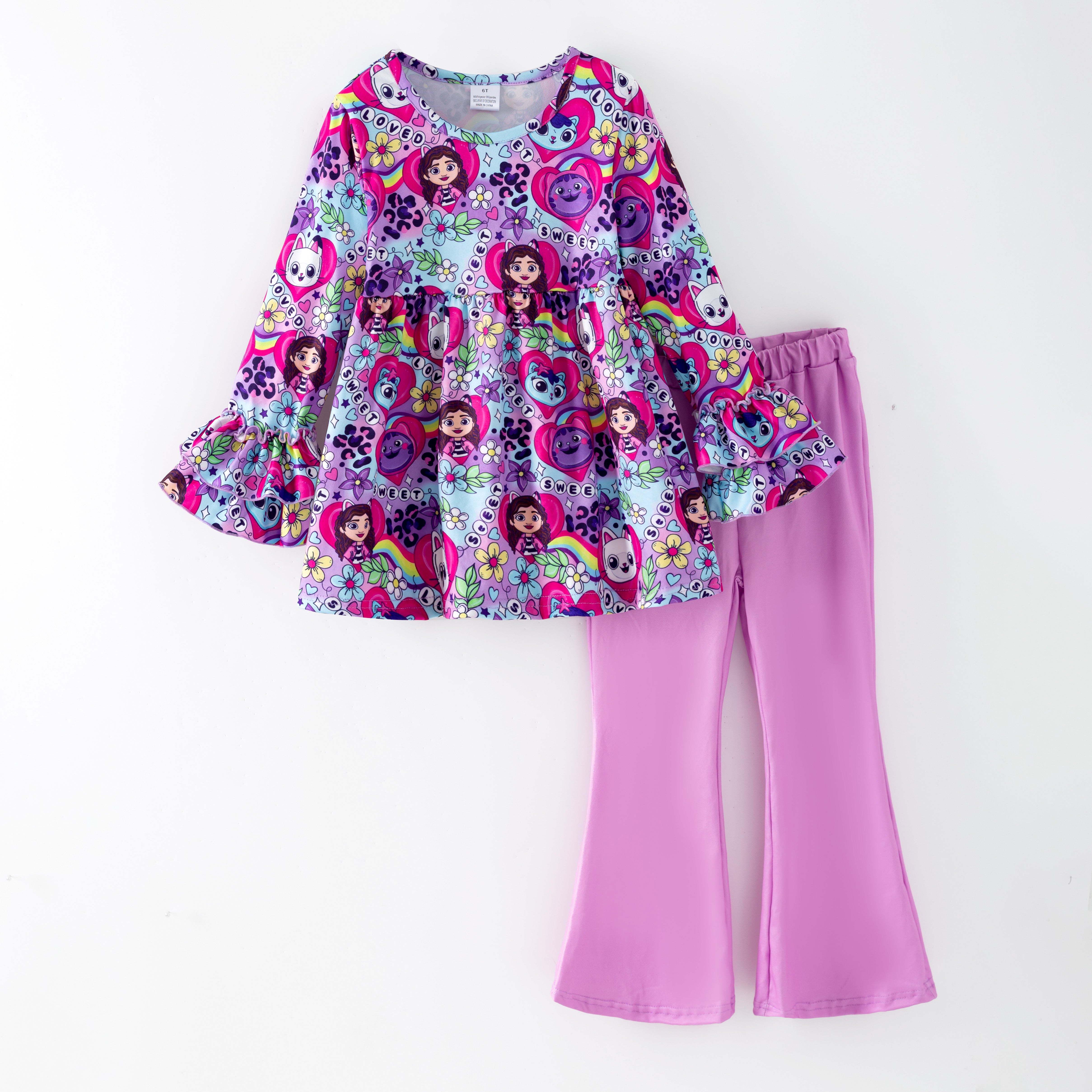 (Pre Order,Prepack Zone)Girls Valentine's Day Cartoon Print Set(Mix Size)