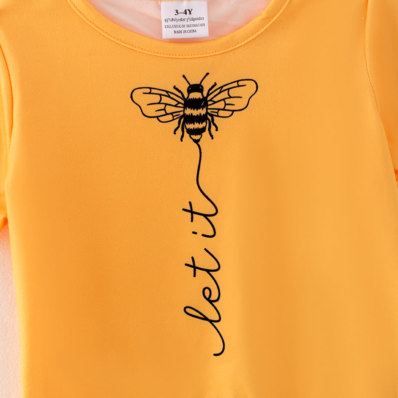 (In Stock)Girls Spring and Summer Bee Print Outfit Set