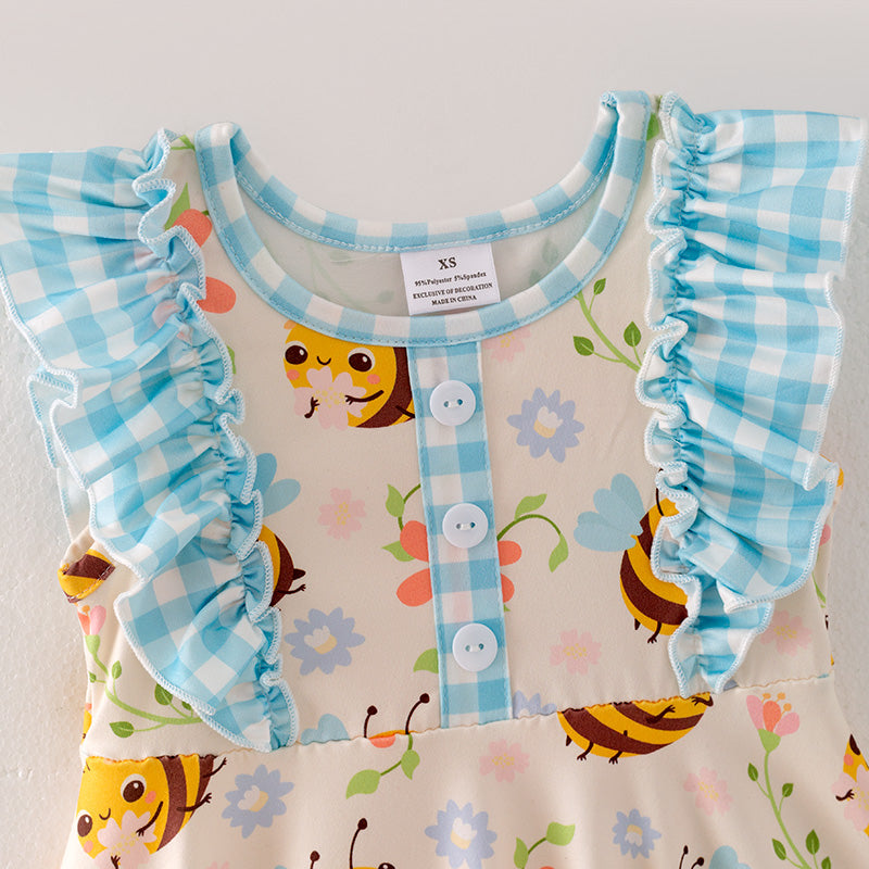 (In Stock)Girls Spring and Summer Bee Print Dress