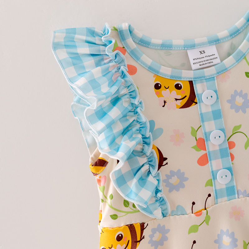 (In Stock)Girls Spring and Summer Bee Print Dress