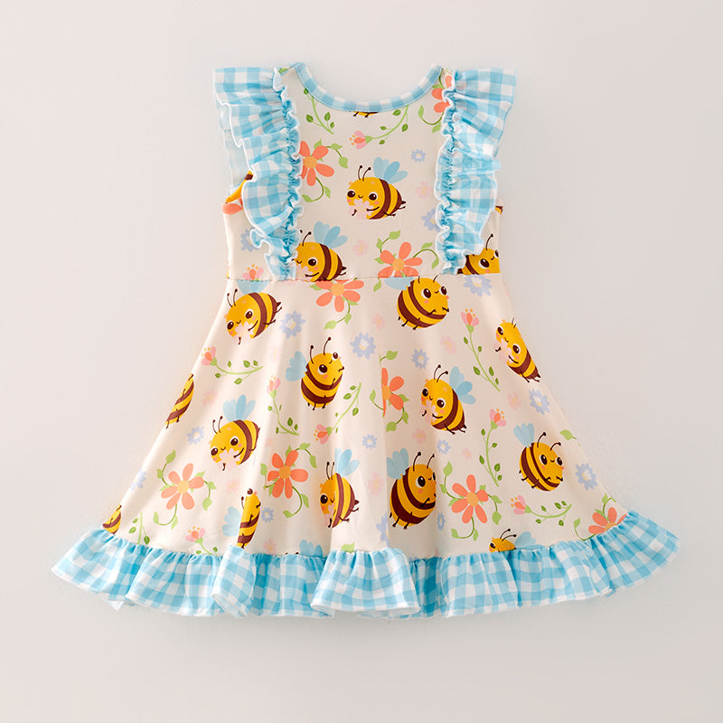 (In Stock)Girls Spring and Summer Bee Print Dress