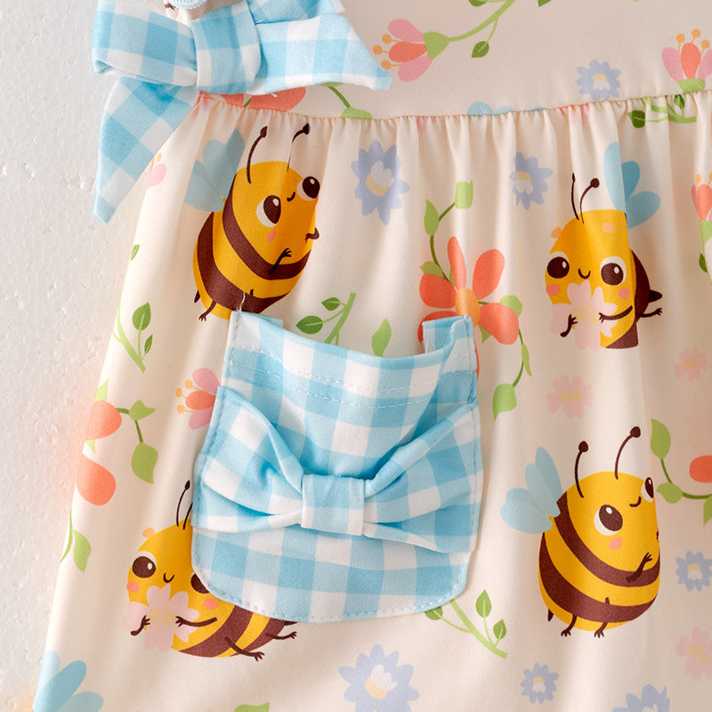 (In Stock)Girls Spring and Summer Bee Print Shorts Set