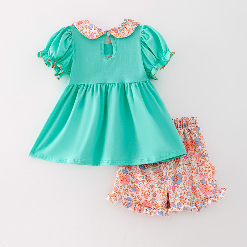 (In Stock)Girls Easter Bunny Applique Shorts Set