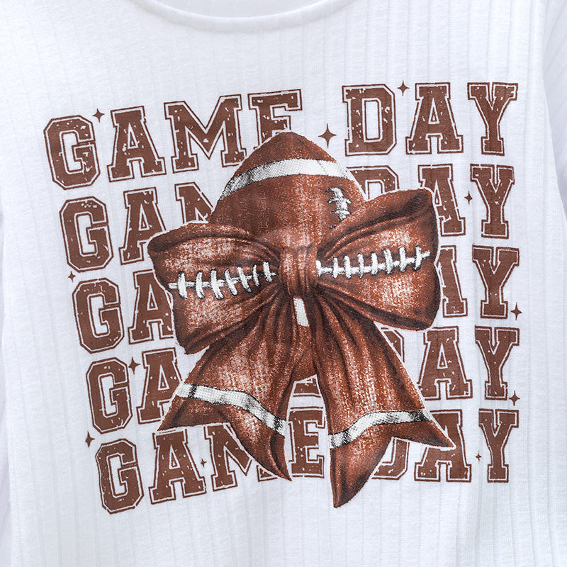(In Stock)Girls Fall Game Day Football Print Outfit Set
