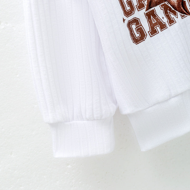 (In Stock)Girls Fall Game Day Football Print Outfit Set